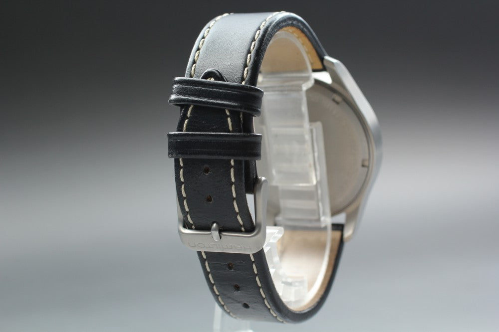 Near MINT HAMILTON Khaki H685820 Black Quartz 39.6mm Men's Watch
