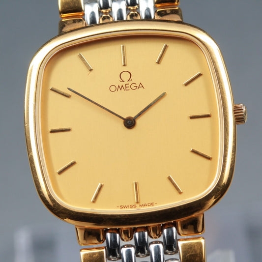 Near MINT OMEGA De Ville 395.0877.2 Gold Quartz 30mm Unisex Watch
