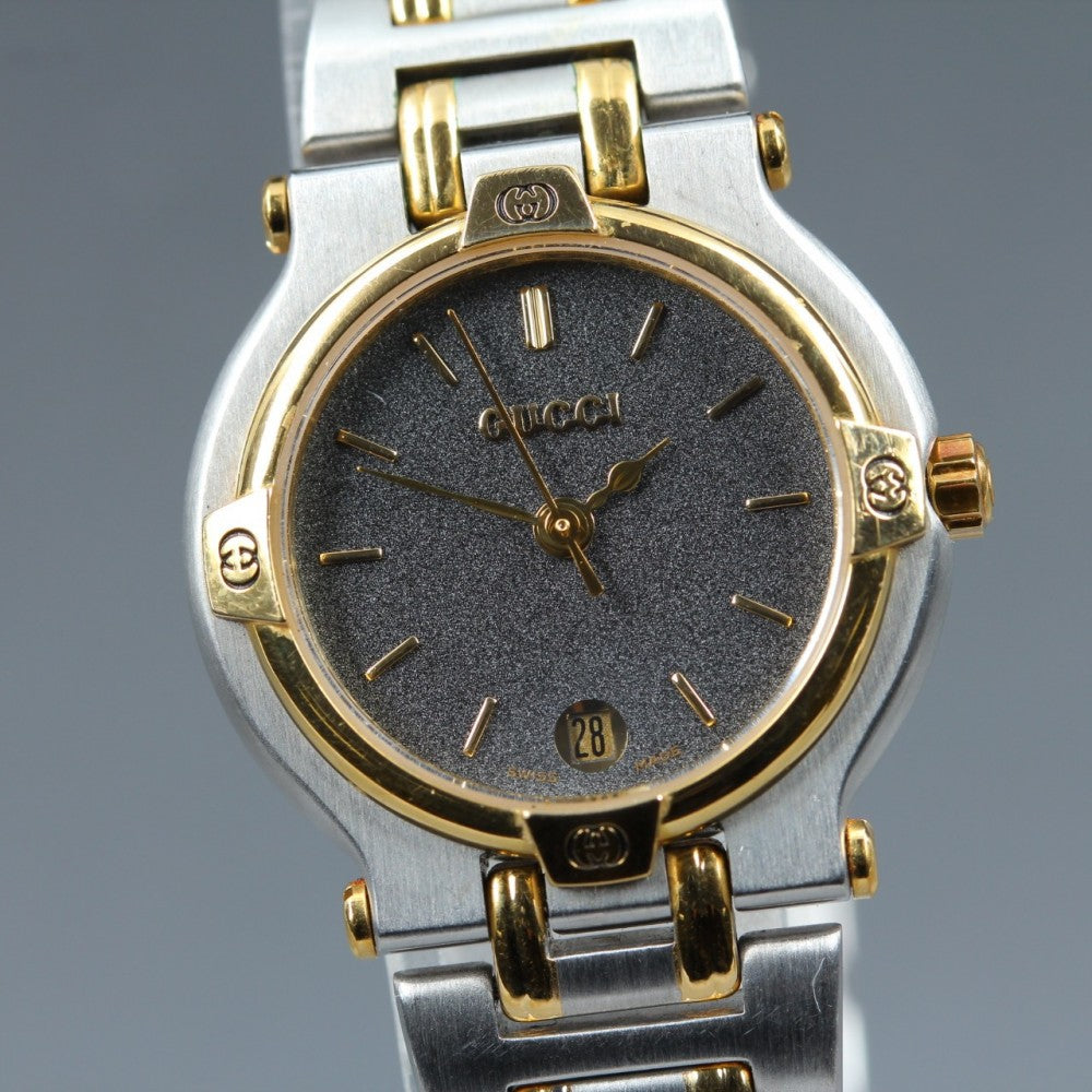 Near MINT GUCCI 9000L Black Quartz 25mm Ladies Watch