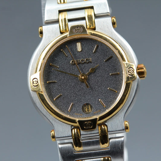 Near MINT GUCCI 9000L Black Quartz 25mm Ladies Watch