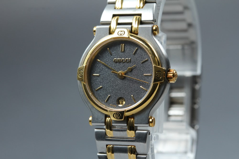 Near MINT GUCCI 9000L Black Quartz 25mm Ladies Watch