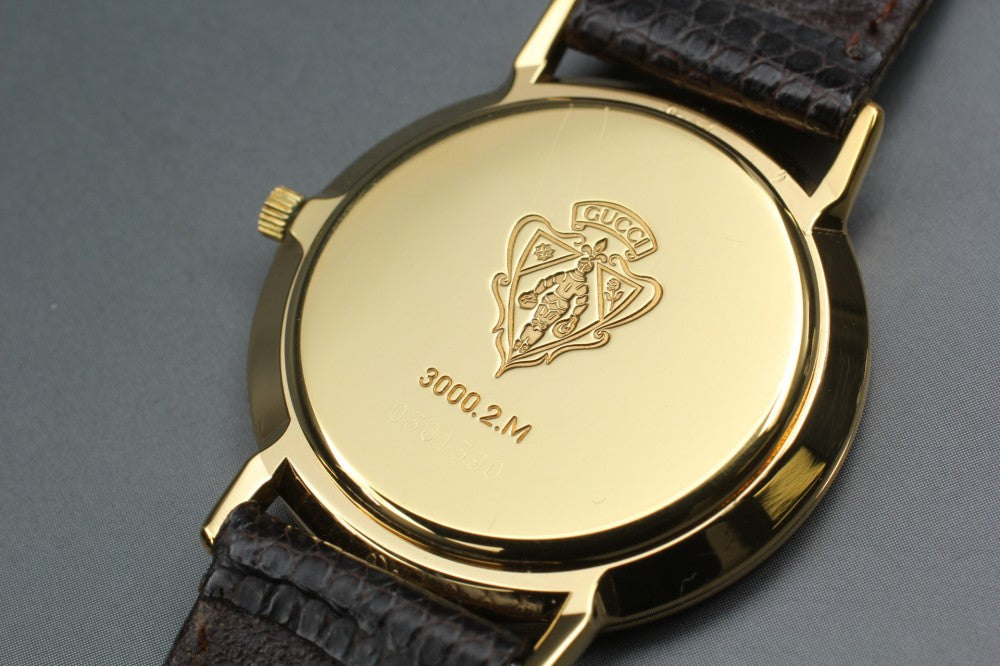 Near MINT GUCCI 3000.2.M Gold Quartz 33mm Men's Watch