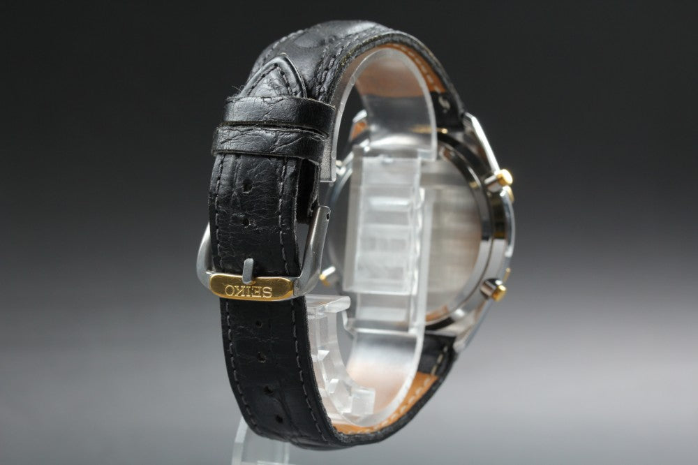 Near MINT SEIKO World Timer 6M15-0020 White Quartz 39mm Men's Watch 1996