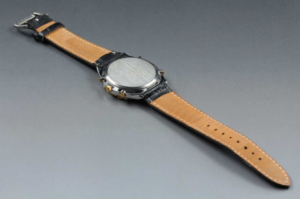 Near MINT SEIKO World Timer 6M15-0020 White Quartz 39mm Men's Watch 1996