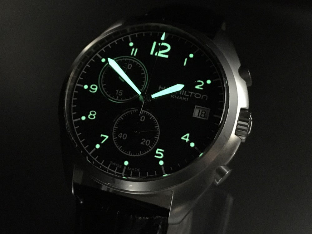 Near MINT HAMILTON Khaki H765520 Black Quartz 43mm Men's Watch