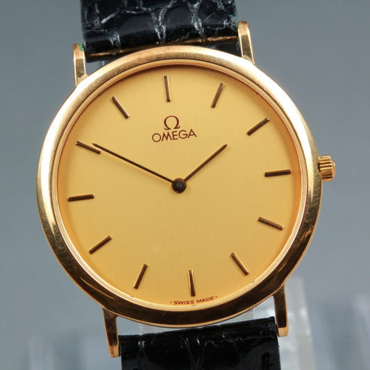Near MINT OMEGA De Ville 195.0075.2 Cal.1378 Gold Quartz 32.5mm Men's Watch
