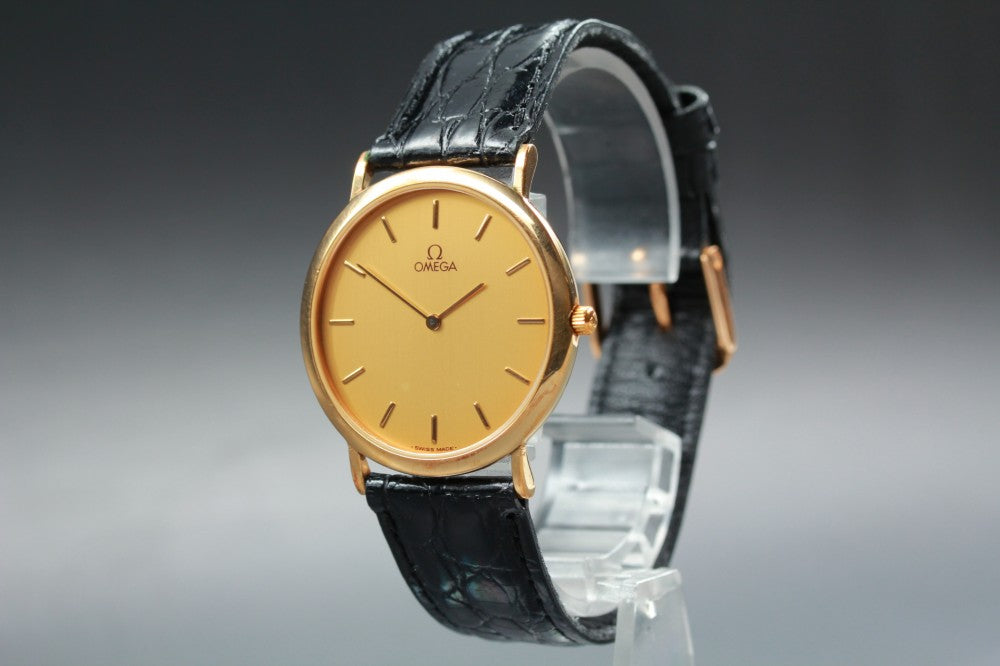 Near MINT OMEGA De Ville 195.0075.2 Cal.1378 Gold Quartz 32.5mm Men's Watch