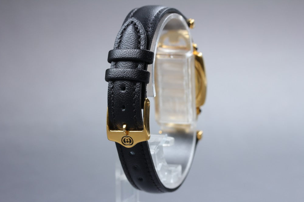 Near MINT GUCCI 6300L Black Quartz 21.5mm Ladies Watch