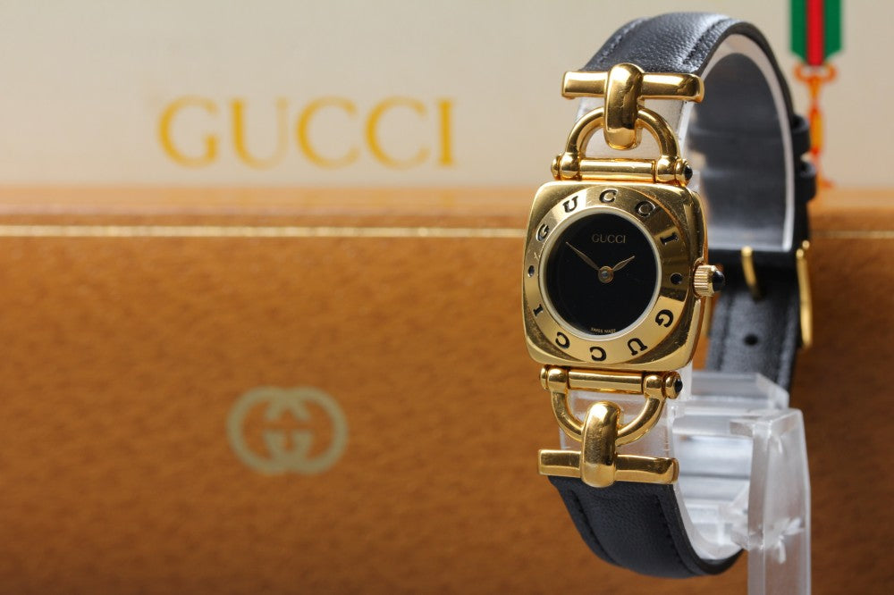 Near MINT GUCCI 6300L Black Quartz 21.5mm Ladies Watch