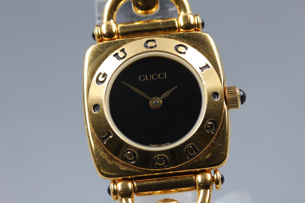 Near MINT GUCCI 6300L Black Quartz 21.5mm Ladies Watch