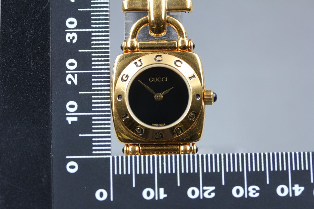 Near MINT GUCCI 6300L Black Quartz 21.5mm Ladies Watch