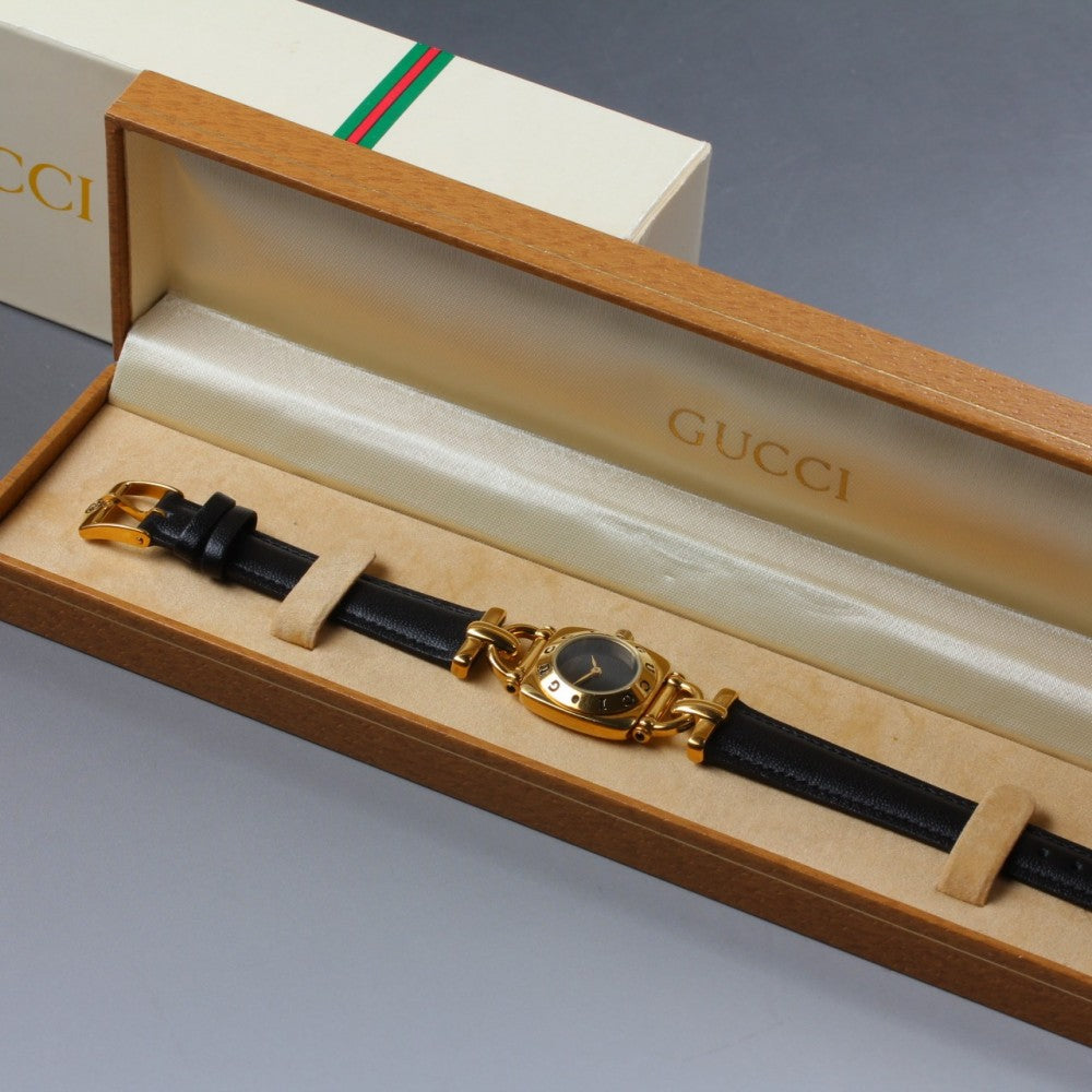 Near MINT GUCCI 6300L Black Quartz 21.5mm Ladies Watch