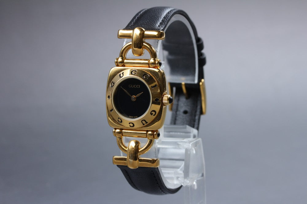 Near MINT GUCCI 6300L Black Quartz 21.5mm Ladies Watch