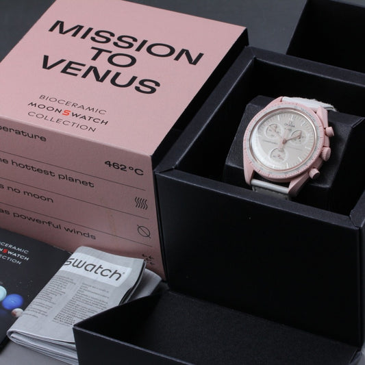 Near MINT Omega × Swatch Speedmaster SO33P100 White Quartz 41.5mm Men's Watch