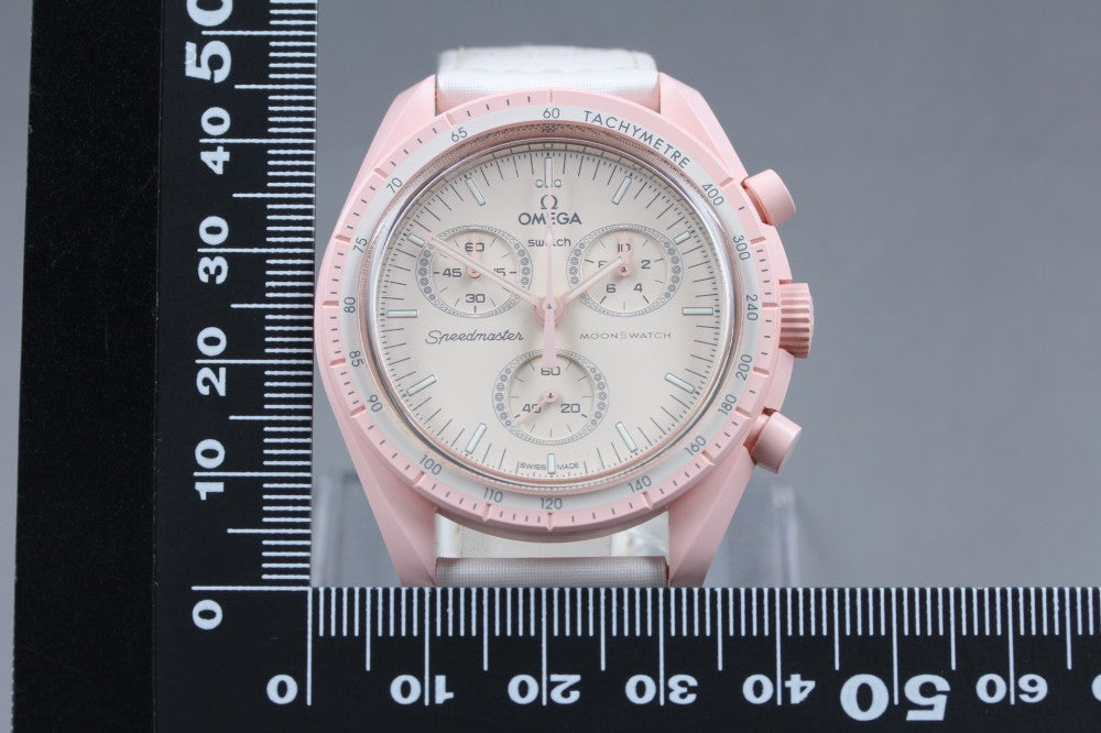 Near MINT Omega × Swatch Speedmaster SO33P100 White Quartz 41.5mm Men's Watch