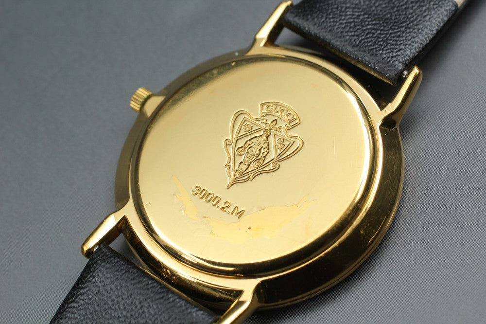 Near MINT GUCCI 3000.2.M Gold Quartz 33mm Men's Watch