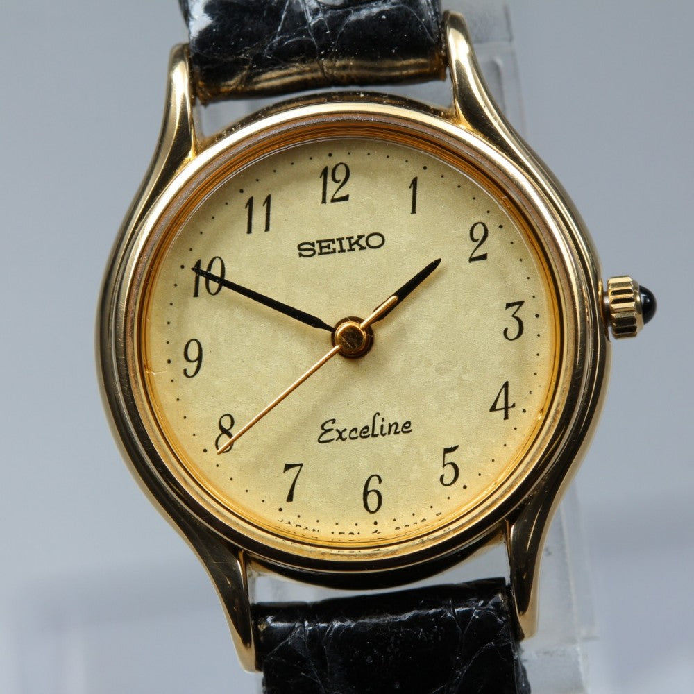 Near MINT SEIKO Exceline 1F21-0030 Gold Quartz 21mm Ladies Watch 1999