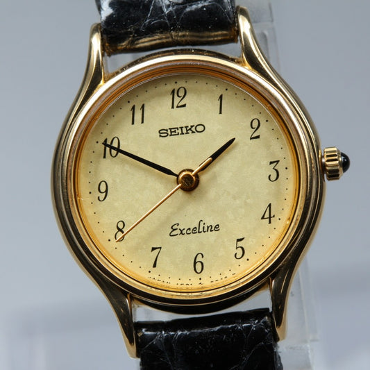 Near MINT SEIKO Exceline 1F21-0030 Gold Quartz 21mm Ladies Watch 1999