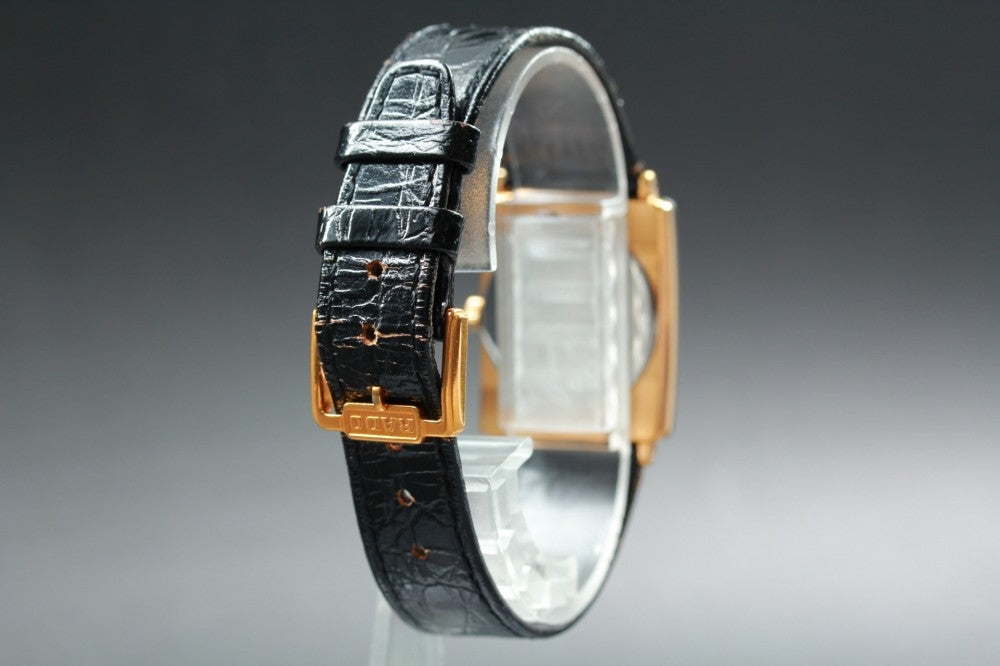 Near MINT RADO Florence Juvre 160.3605.2N Black Quartz 24mm Unisex Watch
