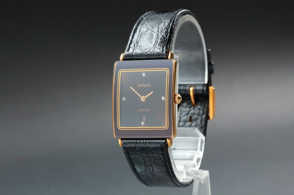 Near MINT RADO Florence Juvre 160.3605.2N Black Quartz 24mm Unisex Watch