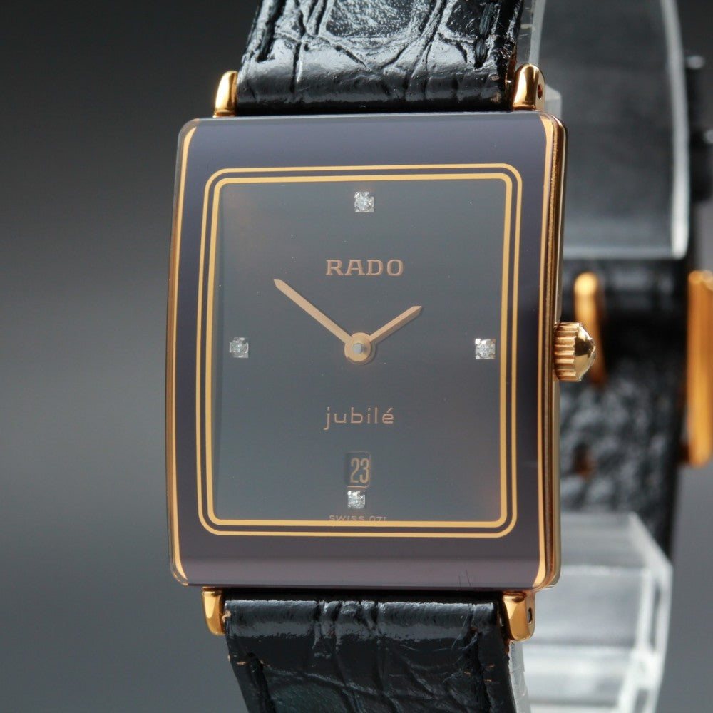 Near MINT RADO Florence Juvre 160.3605.2N Black Quartz 24mm Unisex Watch