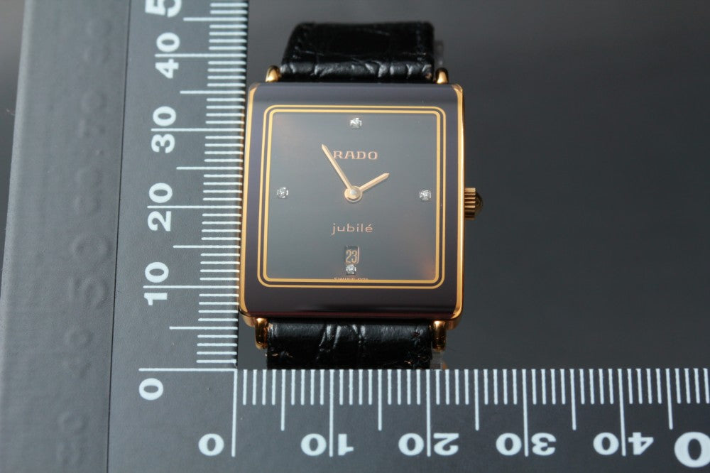 Near MINT RADO Florence Juvre 160.3605.2N Black Quartz 24mm Unisex Watch