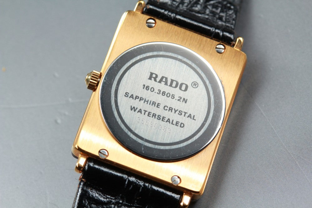 Near MINT RADO Florence Juvre 160.3605.2N Black Quartz 24mm Unisex Watch