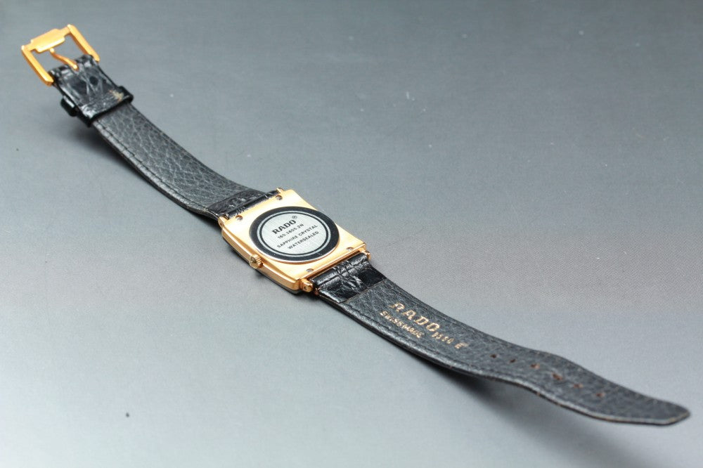 Near MINT RADO Florence Juvre 160.3605.2N Black Quartz 24mm Unisex Watch