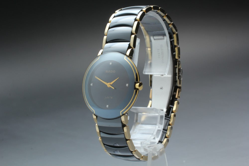 Near MINT RADO Diastar 129.0301.3 Black Quartz 30mm Unisex Watch