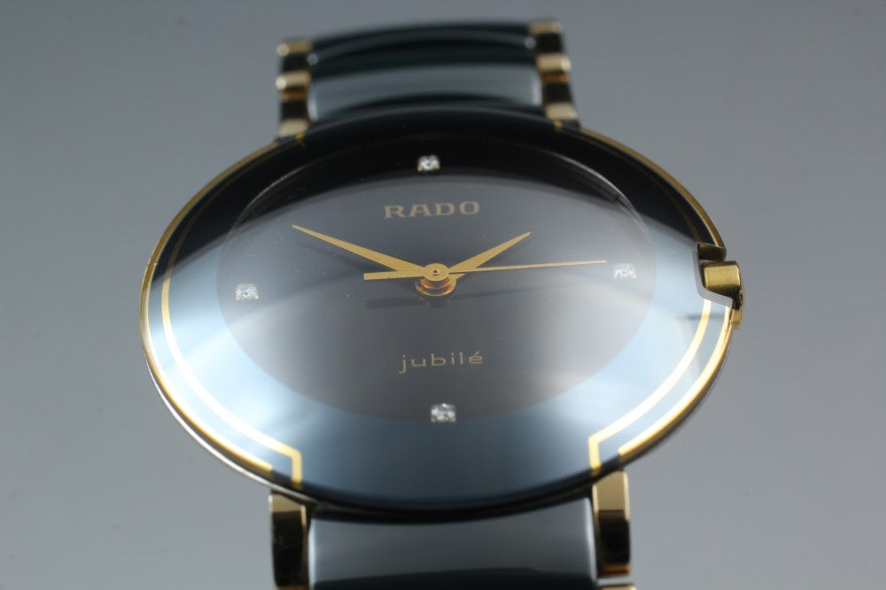 Near MINT RADO Diastar 129.0301.3 Black Quartz 30mm Unisex Watch