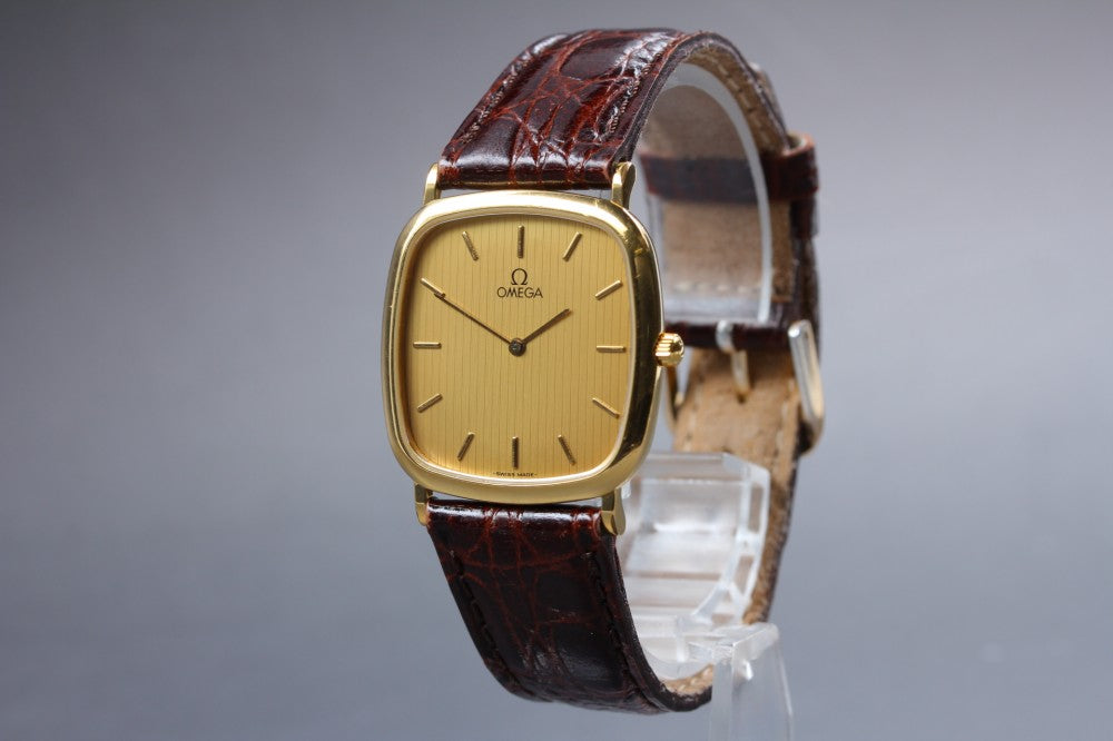 Near MINT OMEGA De Ville 195.0077.2 Cal.1378 Gold Quartz 30mm Men's Watch