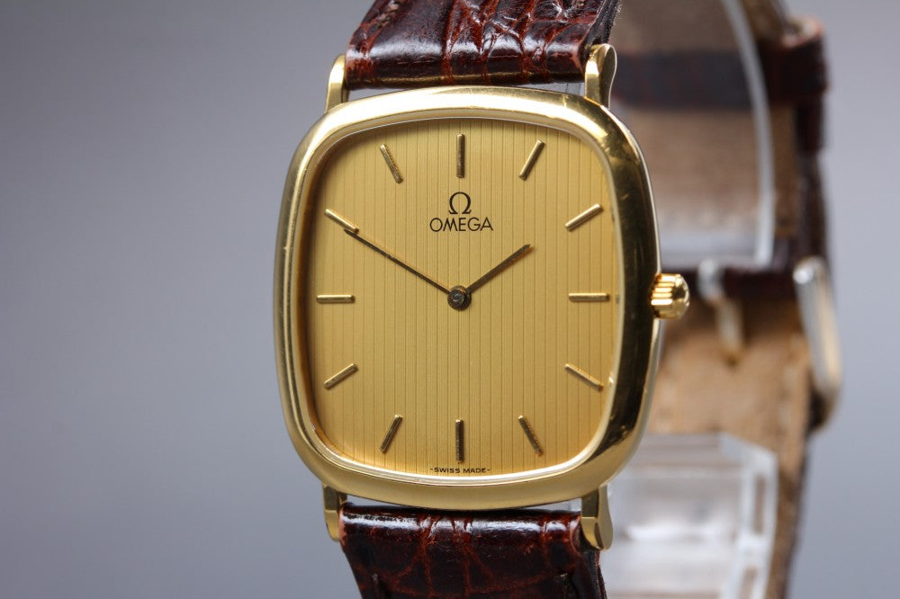 Near MINT OMEGA De Ville 195.0077.2 Cal.1378 Gold Quartz 30mm Men's Watch