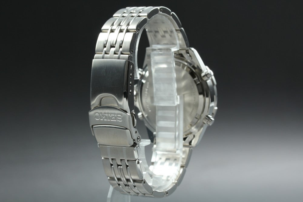 Near MINT SEIKO Chronograph 7T32-7G50 Black Quartz 39mm Men's Watch 1998
