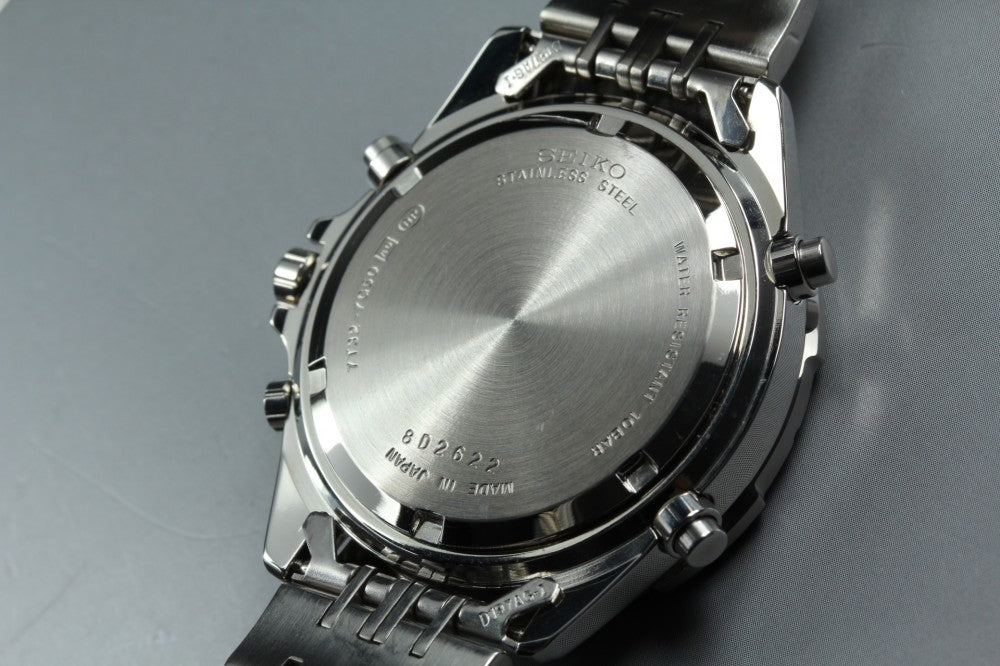 Near MINT SEIKO Chronograph 7T32-7G50 Black Quartz 39mm Men's Watch 1998