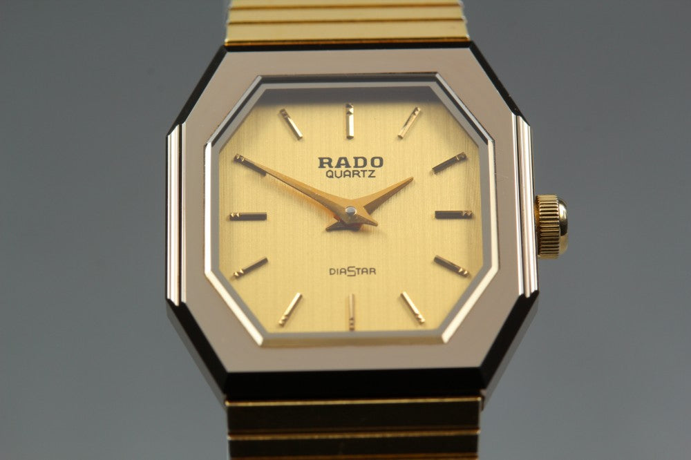 Near MINT RADO Diastar 133.9581.3 Gold Quartz 19.7mm Ladies Watch