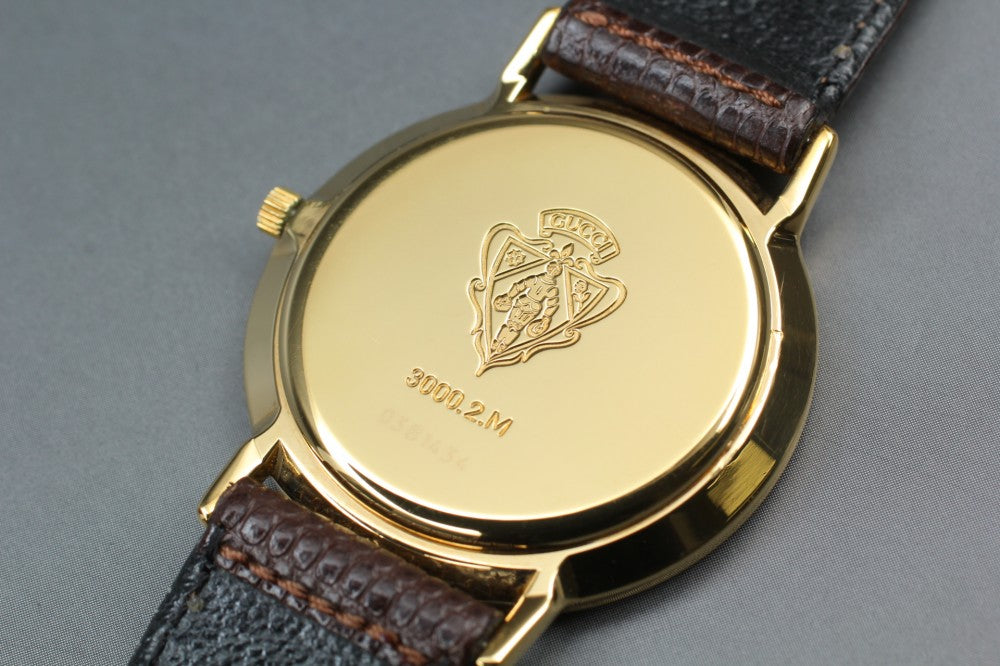 Near MINT GUCCI 3000.2.M Gold Quartz 33mm Men's Watch