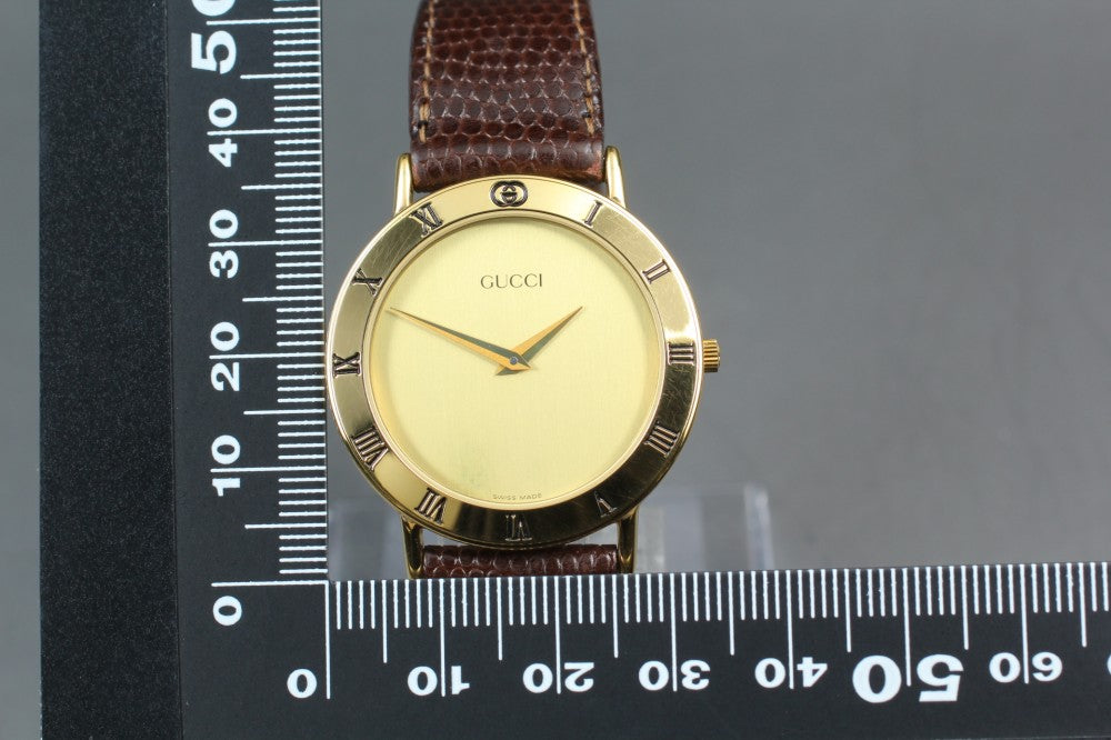 Near MINT GUCCI 3000.2.M Gold Quartz 33mm Men's Watch
