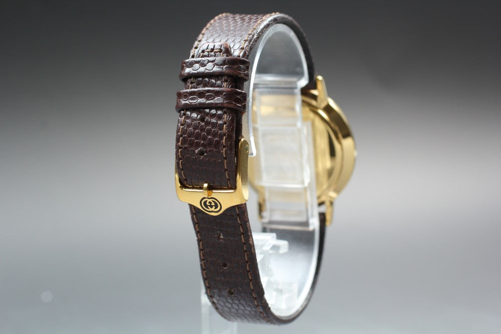 Near MINT GUCCI 3000.2.M Gold Quartz 33mm Men's Watch