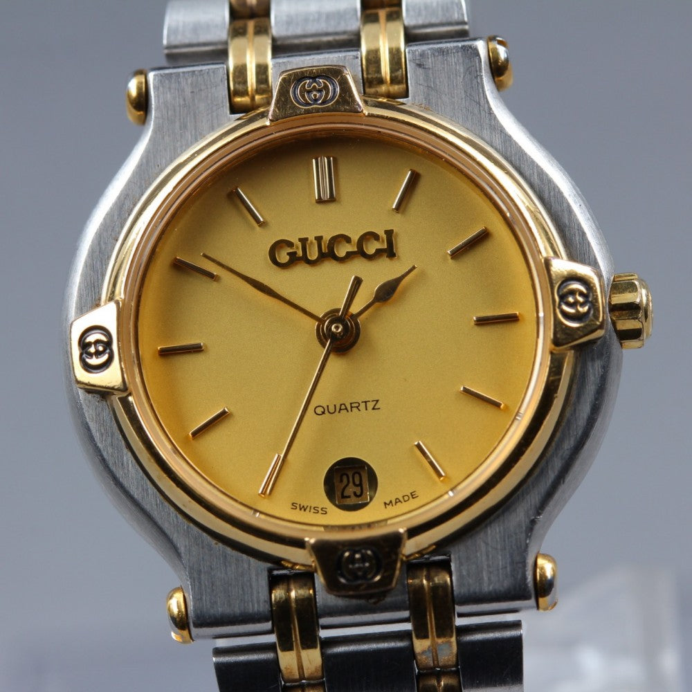 Near MINT GUCCI 9000L Gold Quartz 25mm Ladies Watch