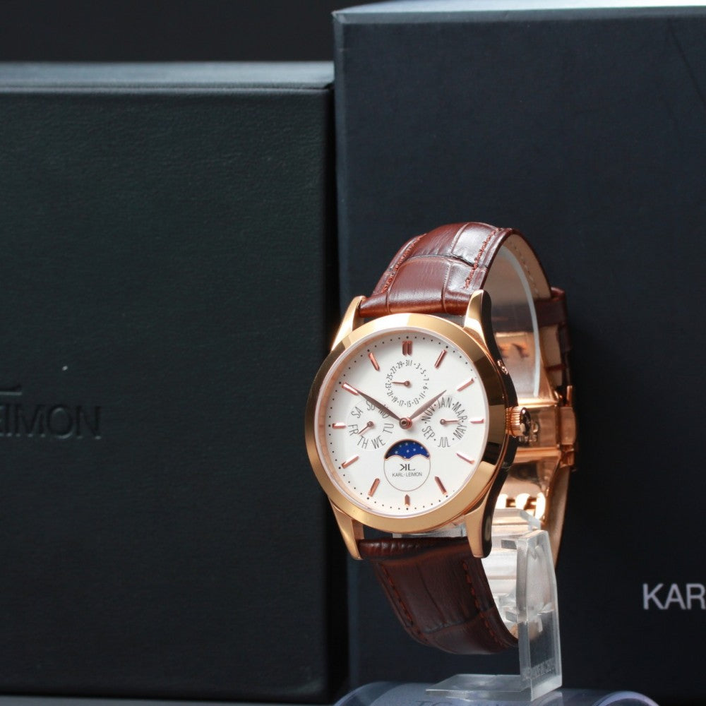 Near MINT Carleymon Classic Pioneer White Quartz 38mm Men's Watch