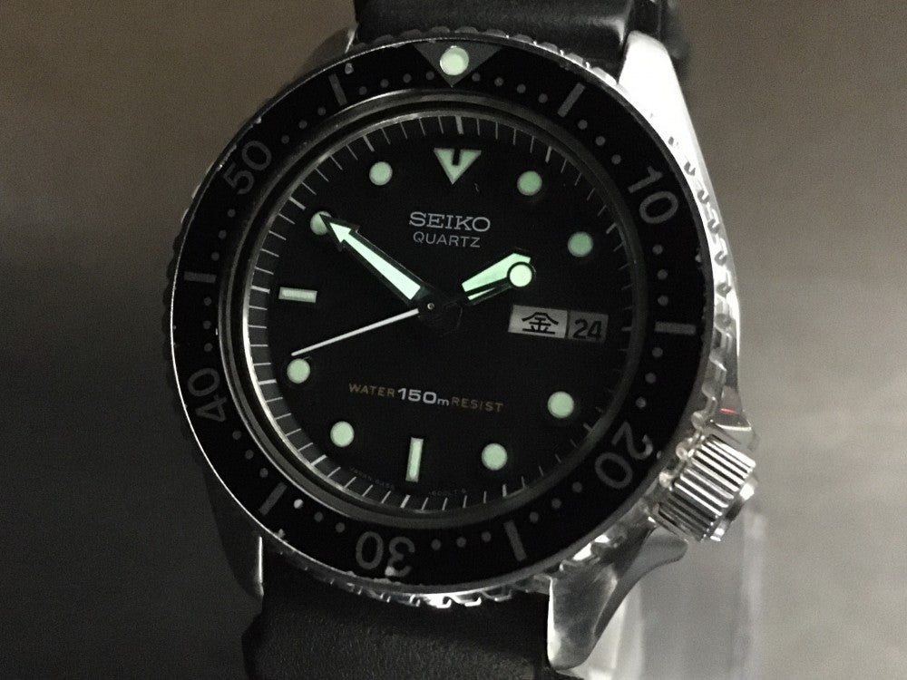 Near MINT SEIKO 6458-6000 Black Quartz 37mm Men's Watch 1984