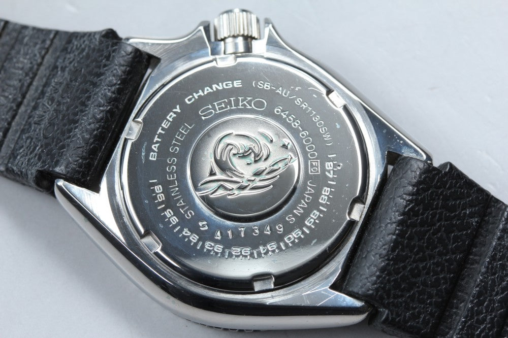 Near MINT SEIKO 6458-6000 Black Quartz 37mm Men's Watch 1984