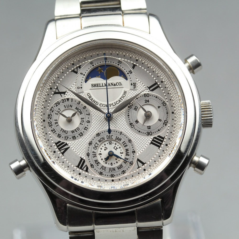 Near MINT Shellman Grand Complication 6770-H32167TA Silver Quartz 39.5mm Men's Watch