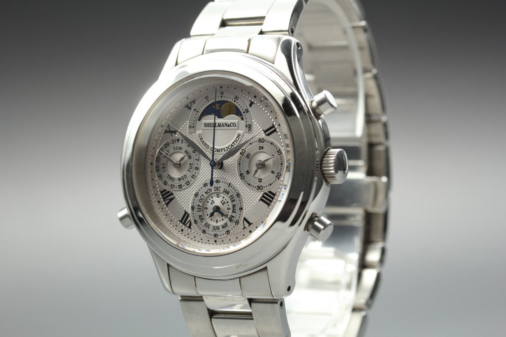 Near MINT Shellman Grand Complication 6770-H32167TA Silver Quartz 39.5mm Men's Watch