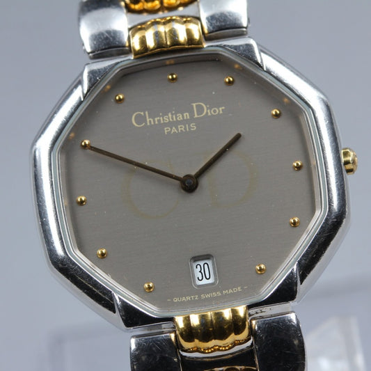 Near MINT Christian Dior Octagon D45-204 Silver Quartz 32mm Unisex Watch
