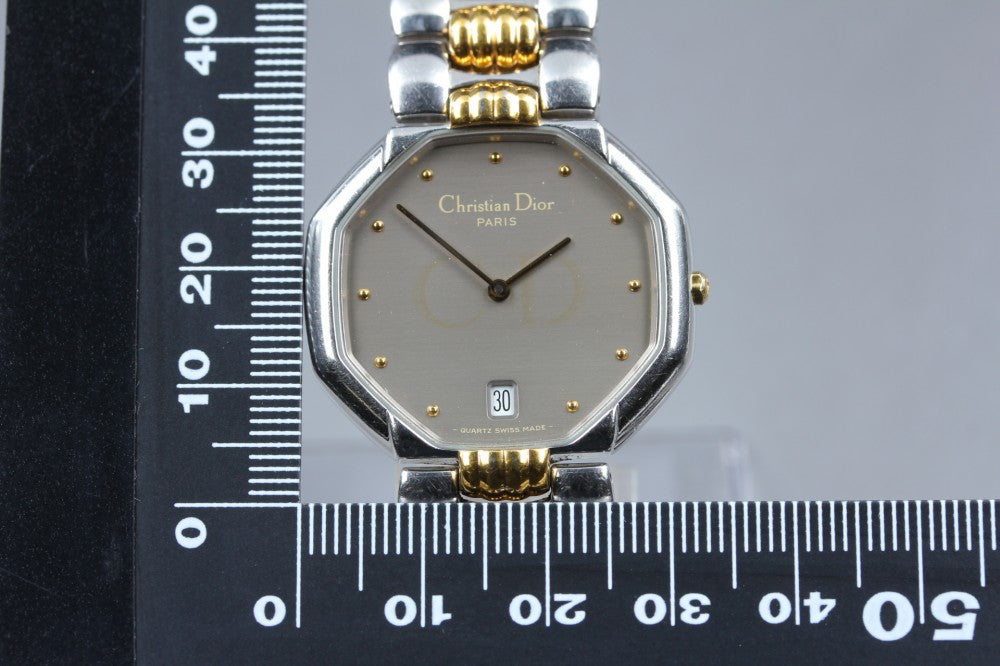 Near MINT Christian Dior Octagon D45-204 Silver Quartz 32mm Unisex Watch