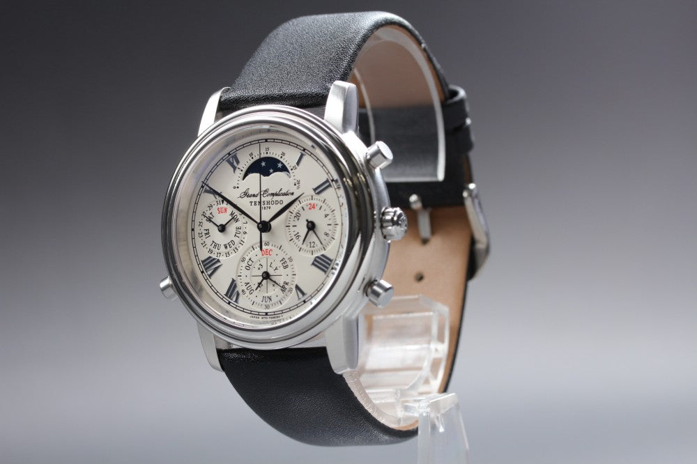 Near MINT TENSHODO Grand Complication 6770-T003613 White Quartz 40mm Men's Watch