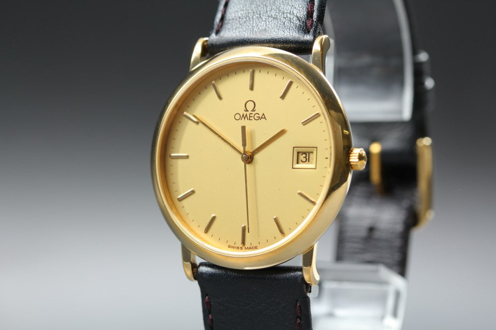 Near MINT OMEGA De Ville 1960.312.1 Cal.1430 Gold Quartz 32.5mm Men's Watch 1991