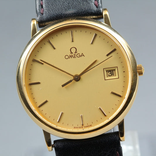 Near MINT OMEGA De Ville 1960.312.1 Cal.1430 Gold Quartz 32.5mm Men's Watch 1991