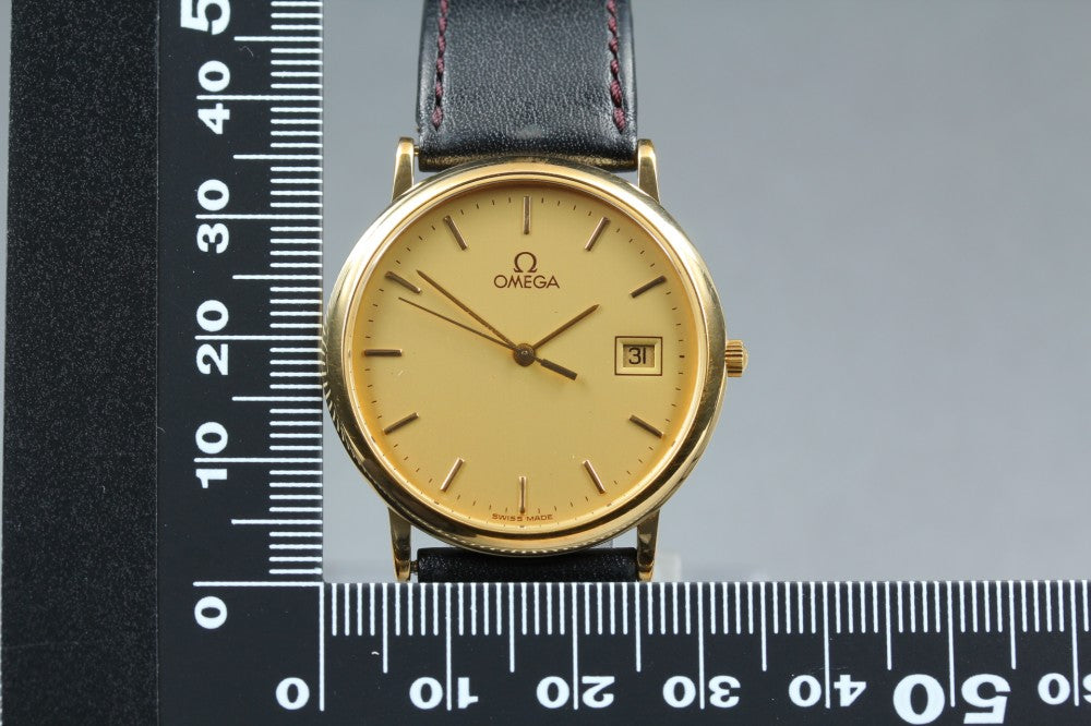 Near MINT OMEGA De Ville 1960.312.1 Cal.1430 Gold Quartz 32.5mm Men's Watch 1991